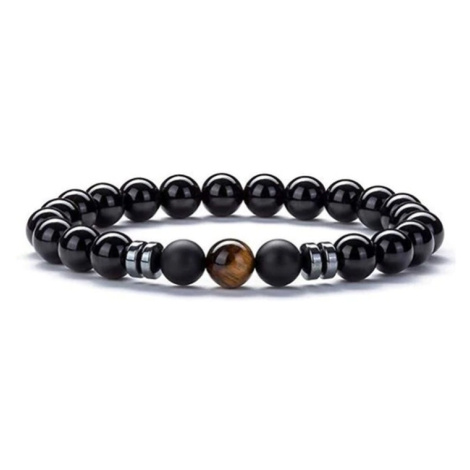 Daniel Dawson Korálkový náramek Edmond - achát a tygří oko NR1133-19 Černá 19 cm