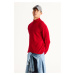 ALTINYILDIZ CLASSICS Men's Red Anti-Pilling Standard Fit Normal Cut Half Turtleneck Knitwear Swe