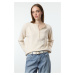 Trendyol Stone Soft Texture Button Detailed Knitwear Sweater