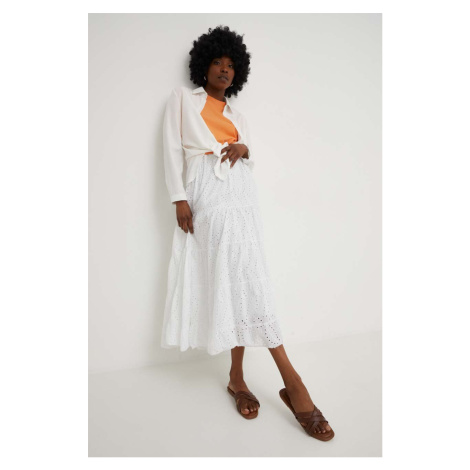 Bavlněná sukně Answear Lab bílá barva, maxi, áčková