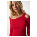 Happiness İstanbul Women's Red Cut Out Detailed Knitted Blouse