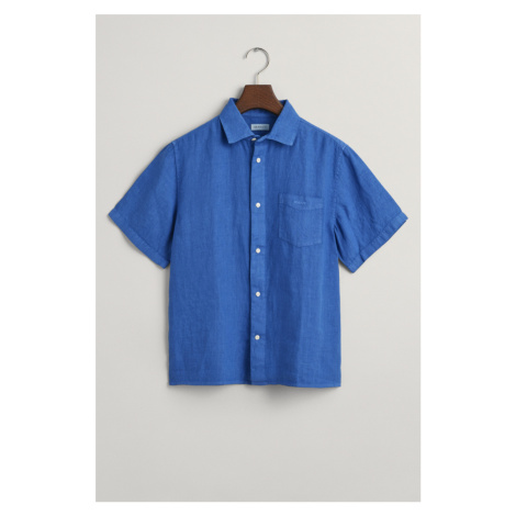 KOŠILE GANT RELAXED LINEN SS SHIRT modrá