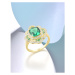 Stříbrný prsten se zlacením zelená květina FanTurra