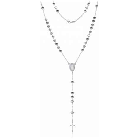 Stříbrný růženec s křížkem a madonkou 57cm STNAH0197F + dárek zdarma Ego Fashion