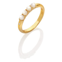 Hot Diamonds Krásný pozlacený prsten s diamantem a perličkami Jac Jossa Soul DR252 56 mm