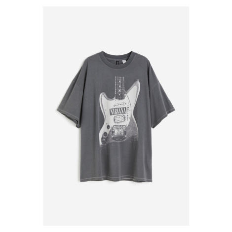 H & M - Oversized tričko's potiskem - šedá H&M