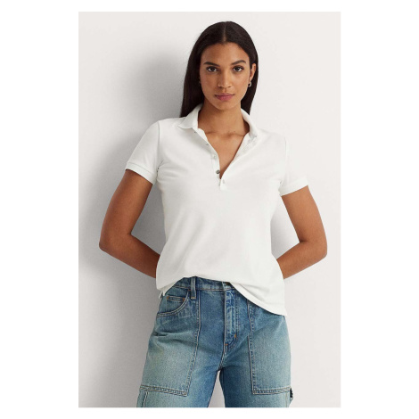 Tričko Lauren Ralph Lauren dámský, bílá barva, s límečkem