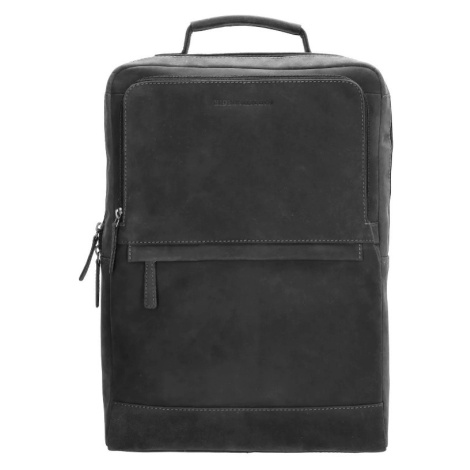 Hide & Stitches Černý batoh na notebook z pravé kůže "Sirius" 12L
