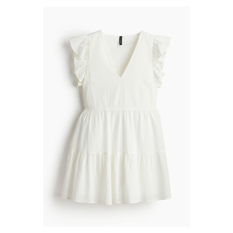 H & M - Šaty přes hlavu's volánkovými rukávy - bílá H&M
