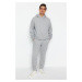 Trendyol Gray Melange Tracksuit Oversize/Wide-Cut Leg Elastic Fleece Inner