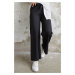 InStyle Belted Waist Loose Scuba Trousers - Black