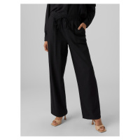 Černé dámské kalhoty s příměsí lnu Vero Moda Jesmilo - Dámské