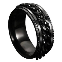 STYLE4 Prsten Chain s černým řetízkem, černá ocel