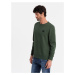 Men's non-stretch sweatshirt with metal pin - dark green V4 OM-SSNZ-0136