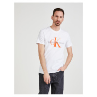Bílé pánské tričko s potiskem Calvin Klein Jeans - Pánské