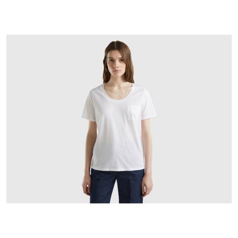 Benetton, T-shirt With Satin Pocket United Colors of Benetton