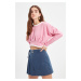 Trendyol Pink Piping Crop Knitted Sweatshirt