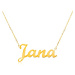 Zlatý nastavitelný náhrdelník 14K se jménem Jana, jemný blýskavý řetízek