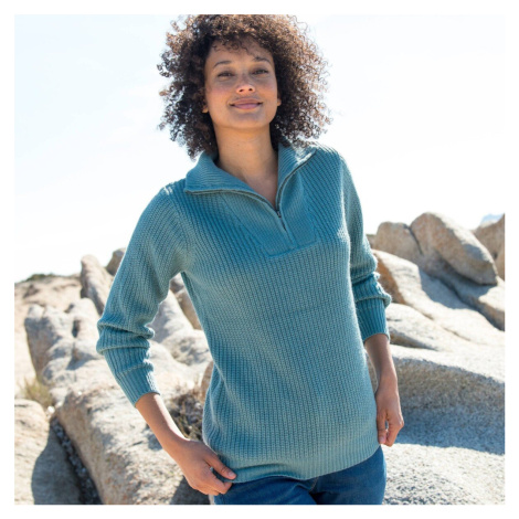 Pulovr se zipovým stojáčkem, pletený hladký vzor Blancheporte