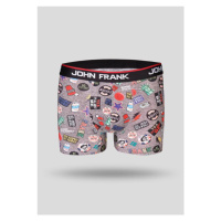 Pánské boxerky John Frank JFBD200 tisk | šedá