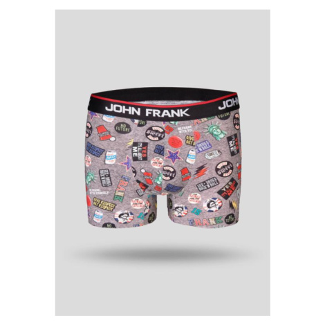 Pánské boxerky John Frank JFBD200 tisk | šedá Litex