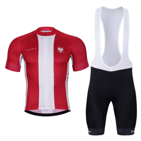 BONAVELO Cyklistický krátký dres a krátké kalhoty - POLAND II. - bílá/černá/červená