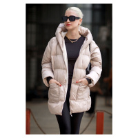 Madmext Mink Hooded Pocket Detailed Women's Coat