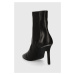 Kožené kotníkové boty Calvin Klein GEO STILETTO CHELSEA BOOT 90 dámské, černá barva, na podpatku
