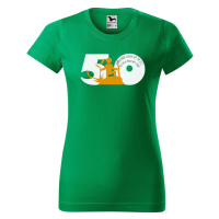 DOBRÝ TRIKO Dámské tričko s potiskem Jsem střelená 50 let Barva: Středně zelená