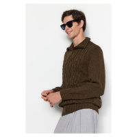 Trendyol Brown Men's Regular Half Turtleneck Hair Knit Sweater