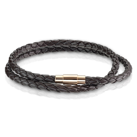 Kožený pletený náramek – dvojité omotání kolem zápěstí, různé délky - Délka: 430 mm Šperky eshop