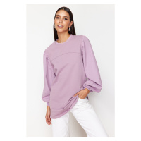 Trendyol Purple Sleeve Poplin Detailed Knitted Sweatshirt