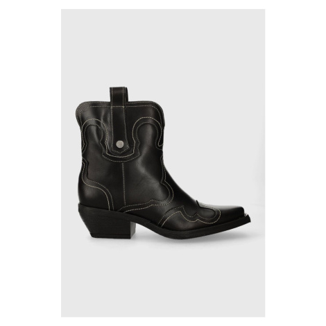 Westernové kožené boty Steve Madden Waynoa dámské, černá barva, na podpatku, SM11003072