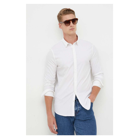 Košile Armani Exchange pánská, béžová barva, slim, s límečkem button-down