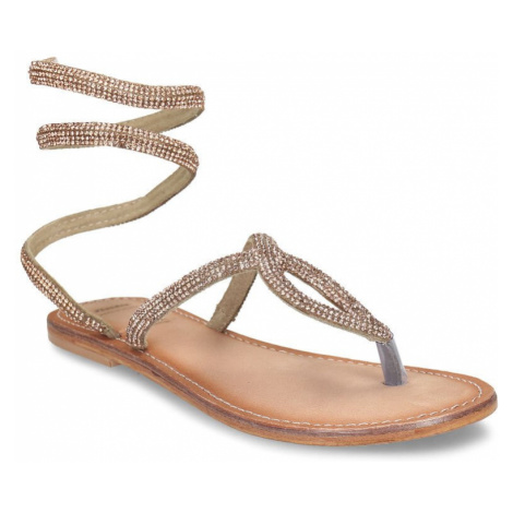Zlaté kožené dámské sandály s flexibilním páskem
