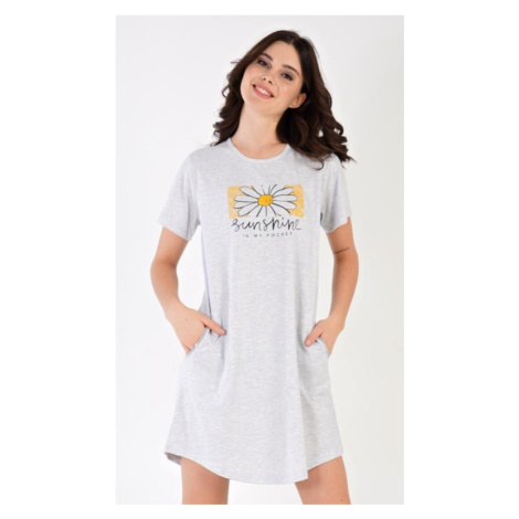 Dámské domácí šaty s krátkým rukávem Vienetta Secret Sunshine | světle šedá