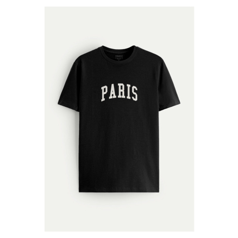 Tričko, Barva Černá, s Potiskem Paris Letters Hedrix
