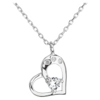 Evolution Group Stříbrný náhrdelník se zirkonem bílé srdce 12022.1