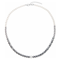 Evolution Group Perlový náhrdelník bílo-šedý s Preciosa krystaly 32065.3