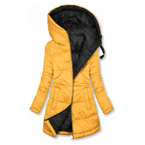 Žlutá-černá oboustranná bunda s kapucí