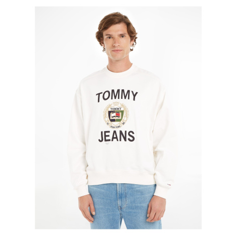 Bílá pánská mikina Tommy Jeans Boxy Luxe Cre Tommy Hilfiger