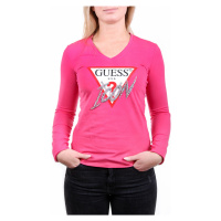 Guess dámské růžové tričko s dlouhým rukávem