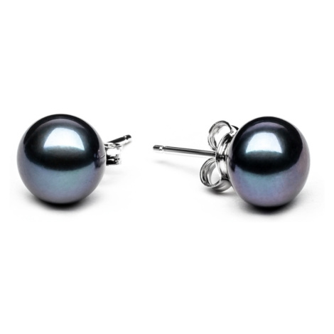 Gaura Pearls Náušnice s černou 8.5-9 mm perlou Stephanie IV, stříbro 925/1000 EFB09/B Černá