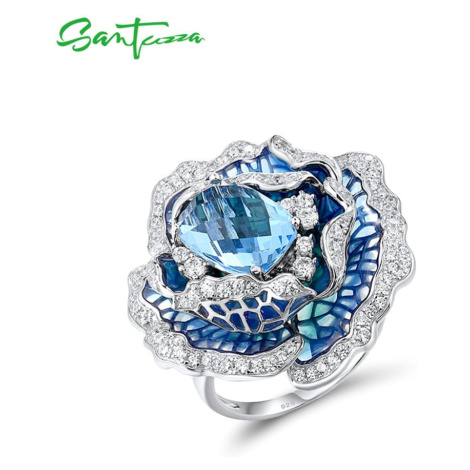 Stříbrný masivní prsten nádherná květina s kamínky FanTurra
