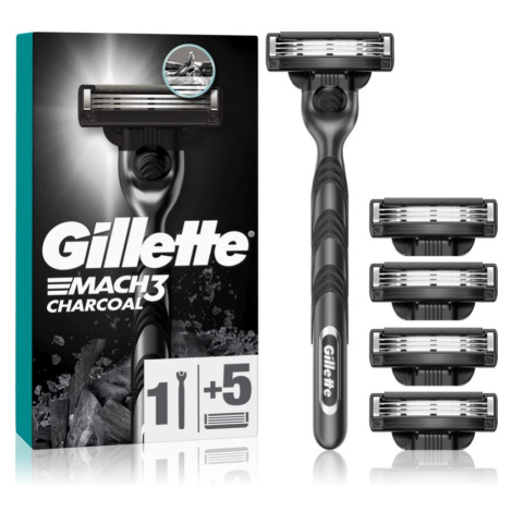 Gillette Mach3 Charcoal holicí strojek + náhradní hlavice 5 ks