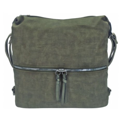 Moderní khaki kabelko-batoh z eko kůže