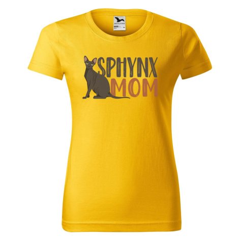 DOBRÝ TRIKO Dámské tričko s potiskem Sphynx mom Barva: Žlutá