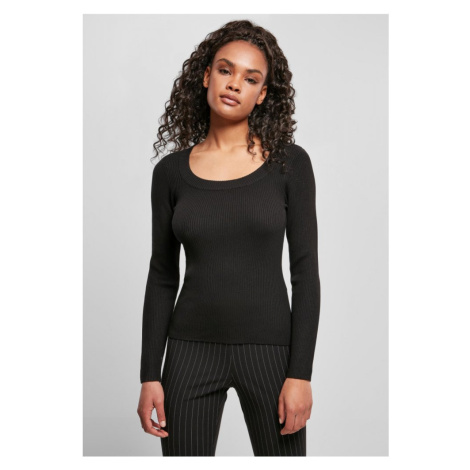 Ladies Wide Neckline Sweater - black Urban Classics