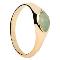 PDPAOLA Pozlacený prsten Green Aventurine Nomad Vanilla AN01-A47 54 mm