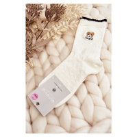 Vzorované dámské ponožky s medvídkem, bílé